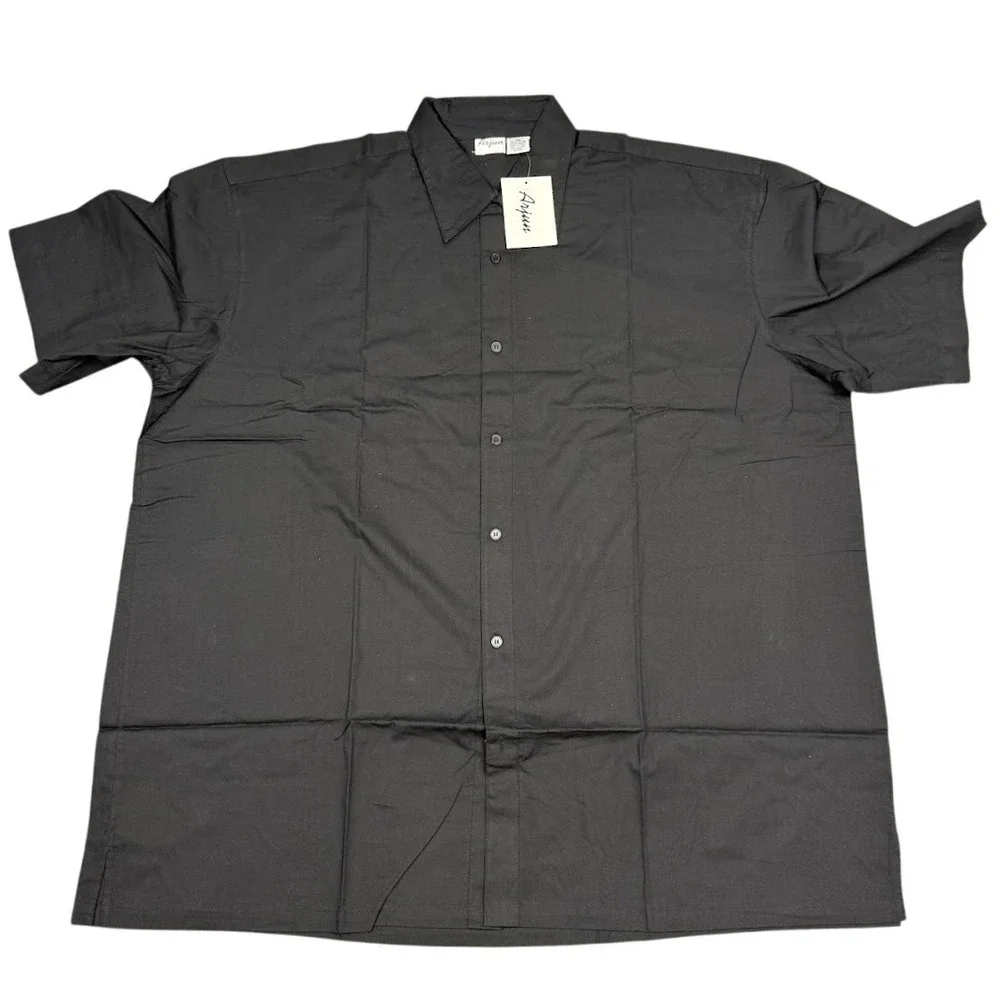 Arjun Mens Black Short Sleeve Button‎ Down Shirt Collared Casual Size 4XL NEW